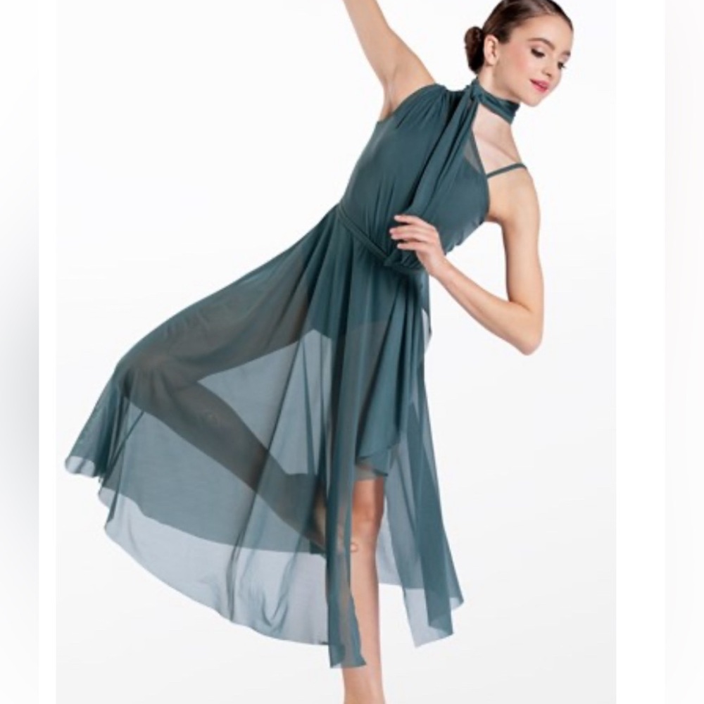 Adult Large Green One Shoulder Tied Neck Lyrical Dress
D13079 Balera Performance